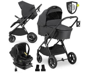 Hauck Vision X Trio Set inkl. i-Size Babyschale, Isofix Base & XXL Zubehörset melange black