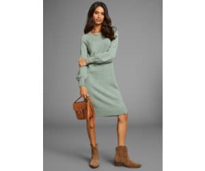 Laura Scott Strickkleid figurbetonter Schnitt aus Viskosemischung grün salbei